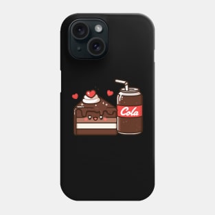 Kawaii Chocolate Cake and Cola Drink Kawaii Cute Food Illustration | cutesy Design Phone Case