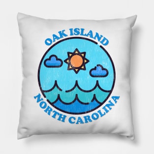 Oak Island, NC Summertime Vacationing Ocean Skyline Pillow