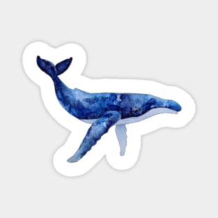 WHALE LOVERS GIFT - HUMPBACK WHALE - DEEP BLUE WATERCOLOR Magnet