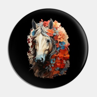 Horse Adorned with Colorful Flowers  Style  Kentucky Derby Pin