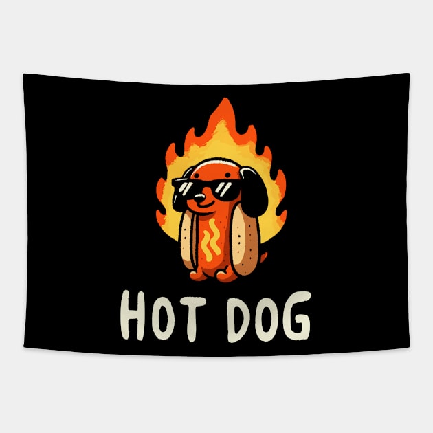 Hotdog Wiener Dog Tapestry by DoodleDashDesigns