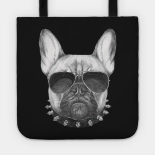 French Bulldog with collar and sunglasses Tote