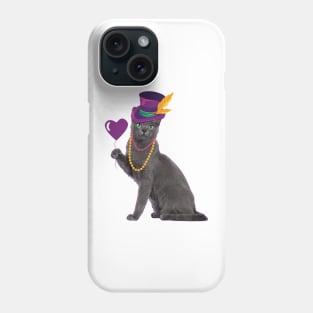 Cat Holding Heart Funny Mardi Gras Carnival Phone Case