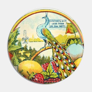 Label for Peacock's greengage and apple jam Pin