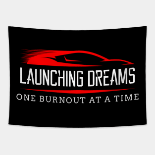 Launching Dreams One Burnout at a Time Drag Racing Race Car Tapestry