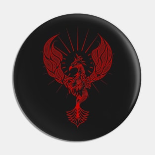 Tribal Phoenix Bird Rising in Red Pin