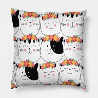 Flowers Cute Cat pattern Pillow