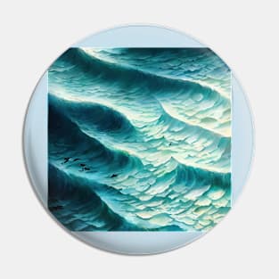 Hyperrealistic blue ocean waves Pin