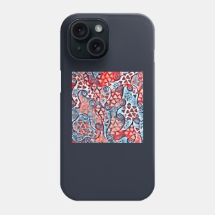 Red and Blue Tile Abstract Phone Case