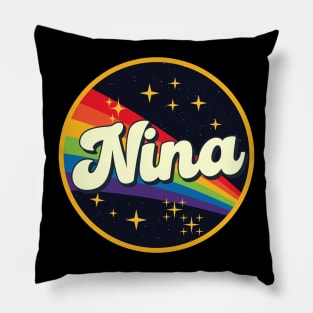 Nina // Rainbow In Space Vintage Style Pillow