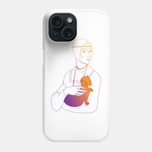 Line art Lady with an Ermine in Gradient Phone Case