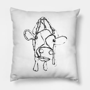 Cow illustration in black and white Pillow