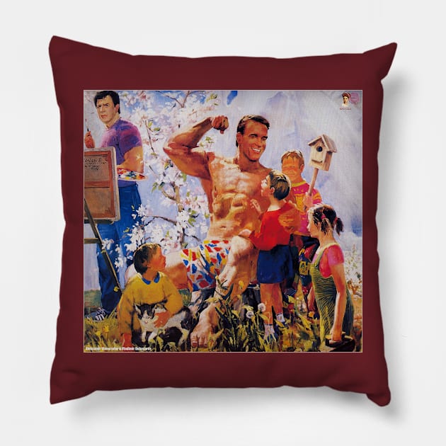 In the Garden With Sylvester and Arnold Pillow by pocketlama