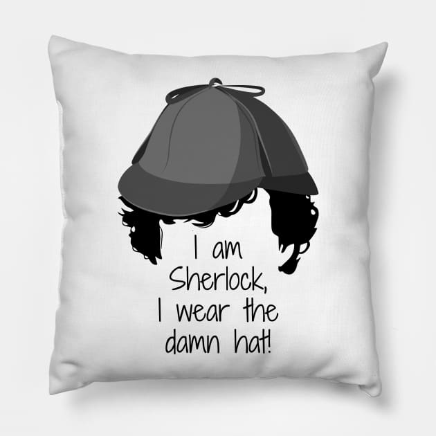 Sherlock Damn Hat Pillow by Alisterny