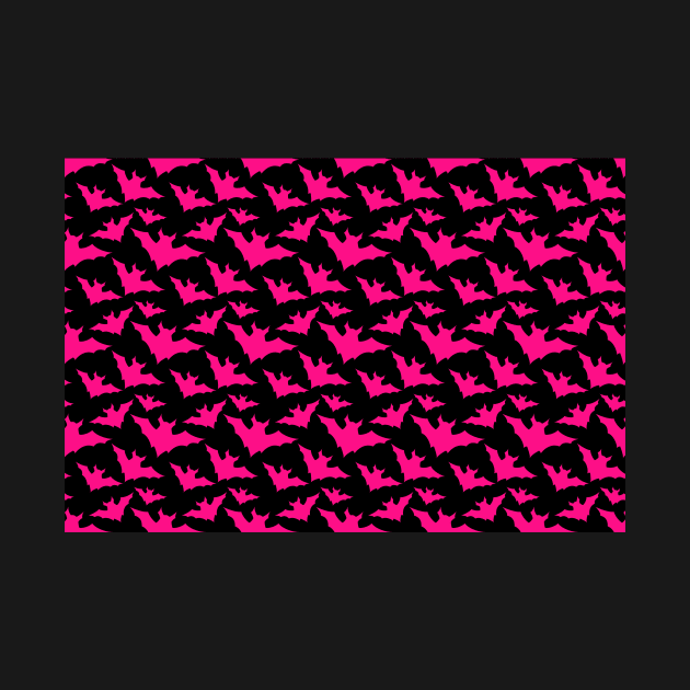 Halloween hot pink bats black cool spooky silhouette pattern by PLdesign