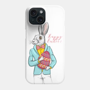 Happy Easter rabbit hipster with egg Phone Case