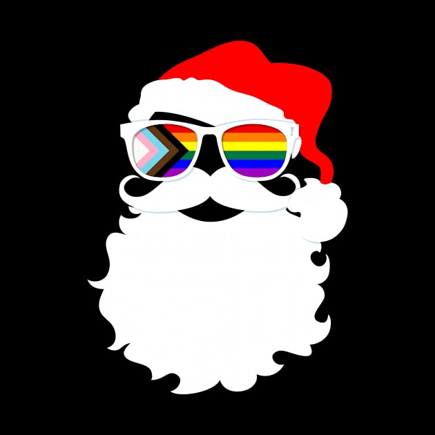 Santa Claus LGBTQ Progress Pride Flag Sunglasses by wheedesign