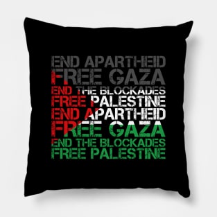 Palestine Flag Wordcloud - End Apartheid Free Palestine Pillow