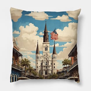 New Orleans Louisiana United States of America Tourism Vintage Poster Pillow