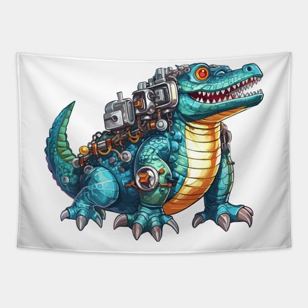 Robot Alligator Tapestry by Sticker Steve