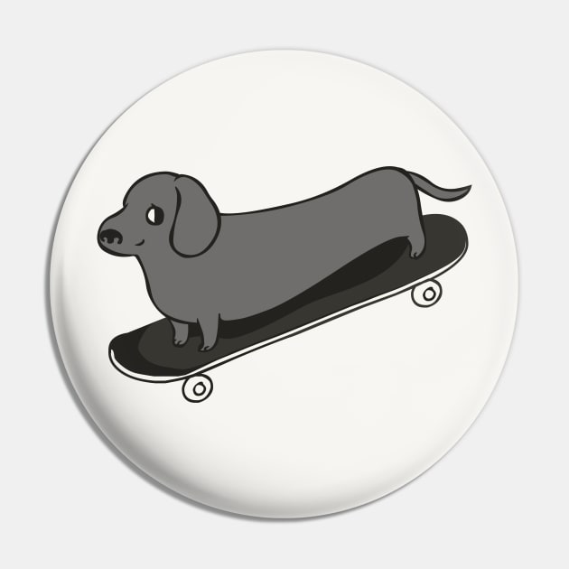 Skateboarding Dachshund Pin by huebucket