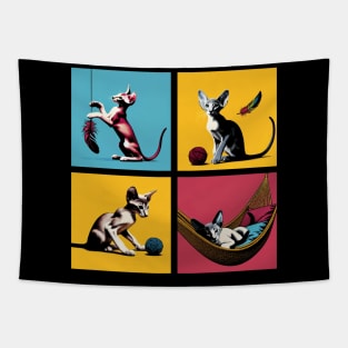 Oriental Short Hair Pop Art - Cute Kitties Tapestry