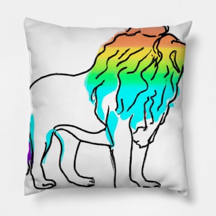 Cute Color Gradient Lion Shape Outline Drawing Pillow