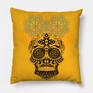 skeleton crown in floral ecopop pattern Pillow