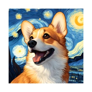 Corgi in Starry Night T-shirt Hoodie Shirt Wall art Mug Tote Pillow Gift etc. T-Shirt