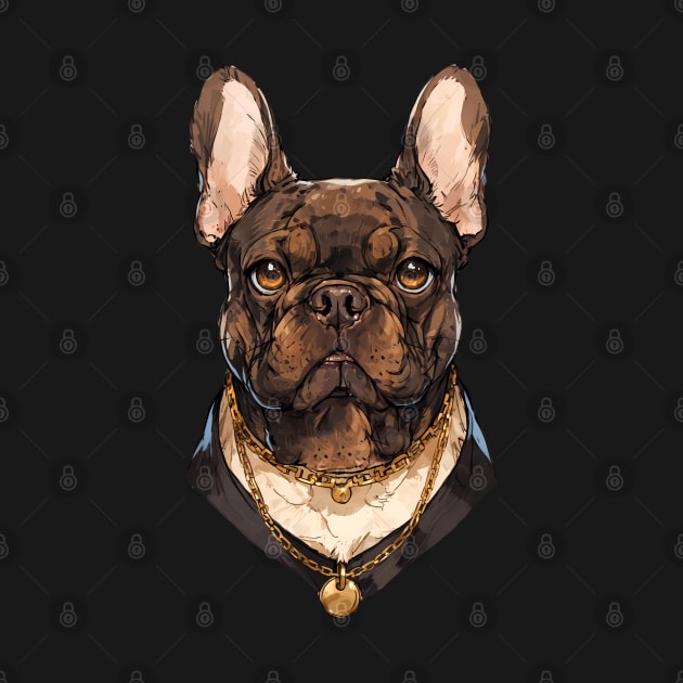 Chocolate with Gold Chain French Bulldog by CandyApparel