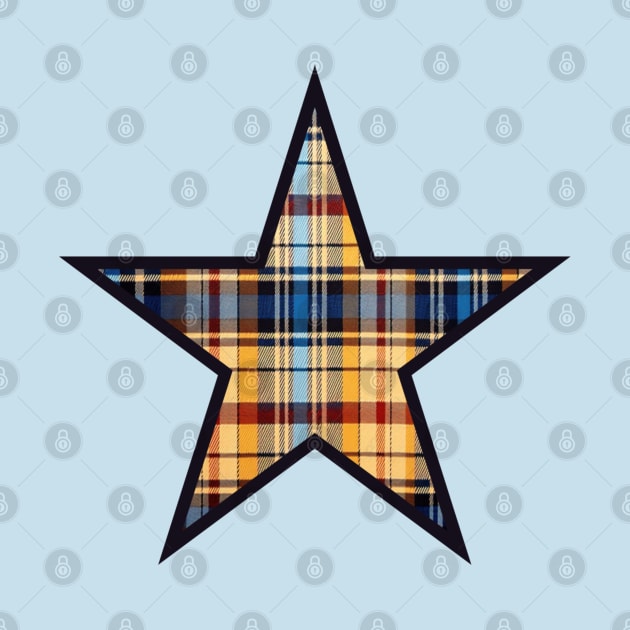 Black star design filled with an western shirt plaid by Dreamscapes