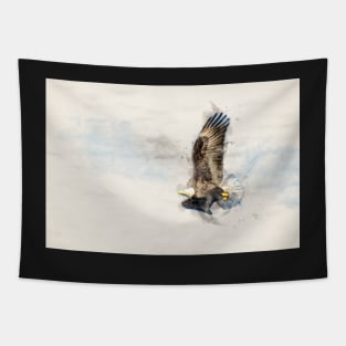 Watercolor Bald Eagle in Flight Tapestry