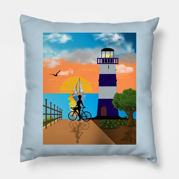 Bodie Island Lighthouse, NC Pillow by Blended Designs