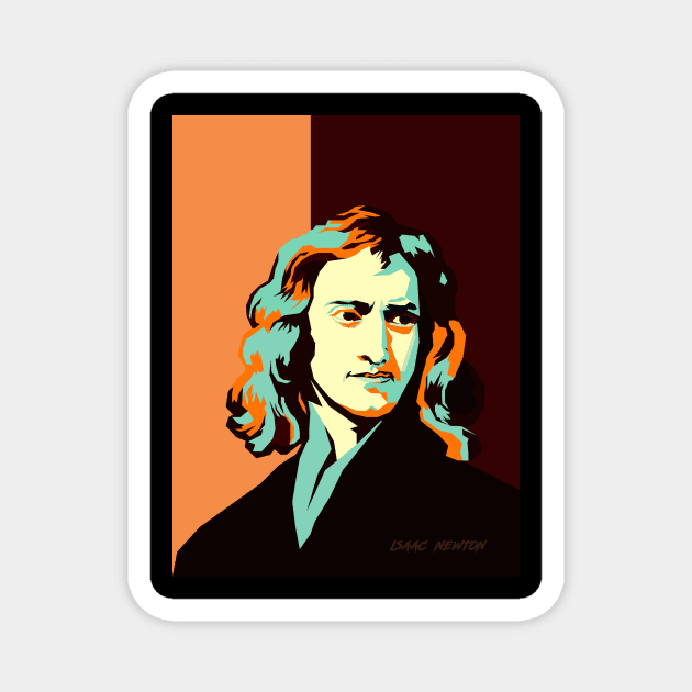 Isaac Newton with background WPAP Magnet by Rumah Animaton