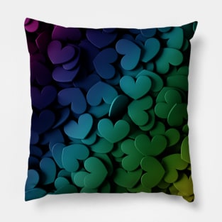 Rainbow Hearts Pattern Pillow