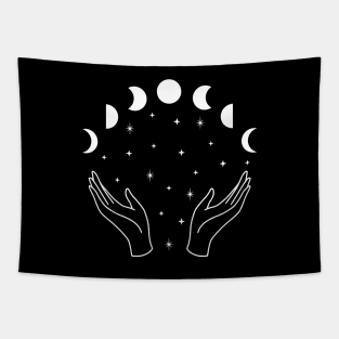 Moon Witch - White Design Tapestry