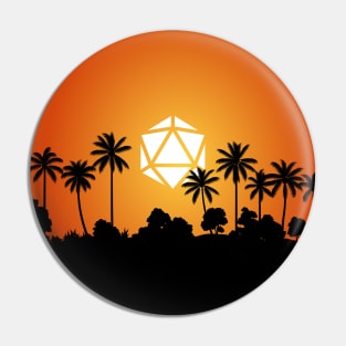 Tropical Sunset Polyhedral D20 Dice Sun and Coconuts Tabletop RPG Maps and Landscapes Pin