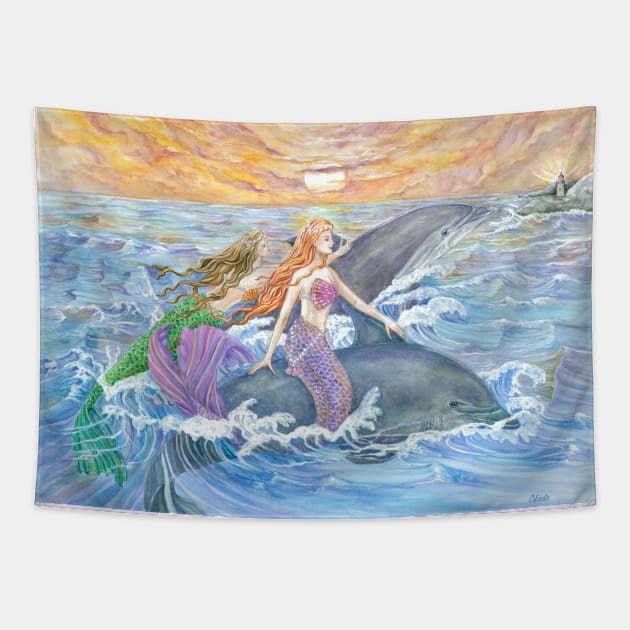 Cerista and Hartiss Mermaids Tapestry by cristinahansen