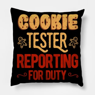 Funny Christmas Cookie Tester Reporting Duty For Kids Gift Pillow