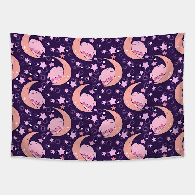 Moon Pig Pattern Tapestry by saradaboru