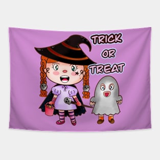 Little witch and cute ghost Tapestry