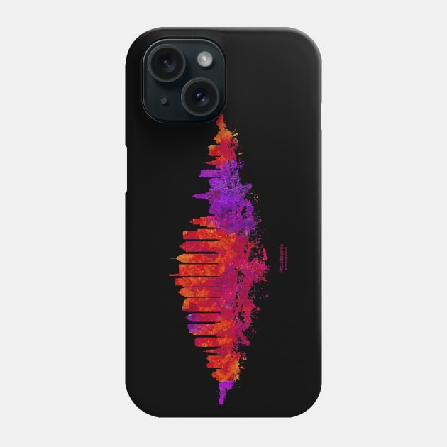 Philadelphia City Skyline - Watercolor Red, orange, purple Phone Case by SPJE Illustration Photography