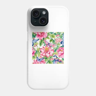 Preppy colors flowers, birds and butterflies Phone Case