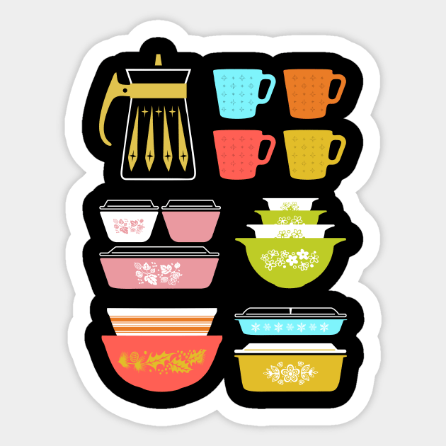 Pyrex Pretties - Vintage Glass Kitchenware - Pyrex - Sticker | TeePublic