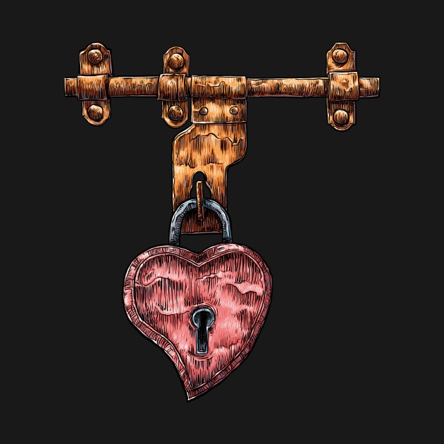 Padlock Heart, Love by StabbedHeart