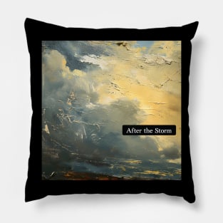 After the Storm: A Textured Oil Painting of Renewal Pillow