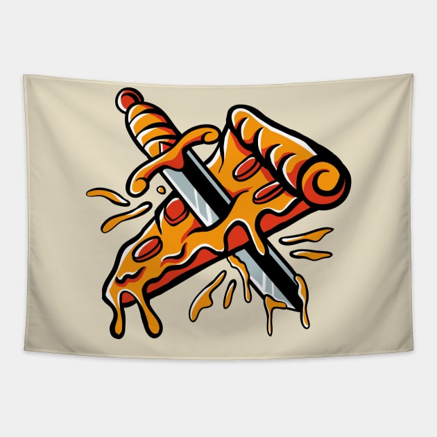 stabbed pizza Tapestry by PlasticGhost