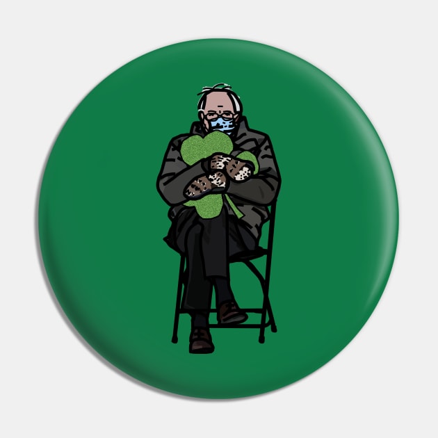 Bernie Sanders in Mittens Memes Holding Shamrock for St Patricks Day Pin by ellenhenryart