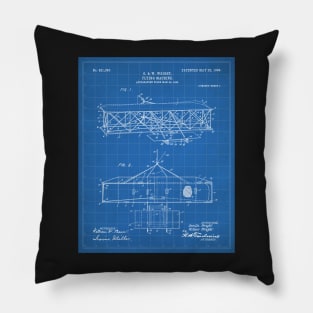 Wright Brothers Airplane Patent - Aviation History Art - Blueprint Pillow