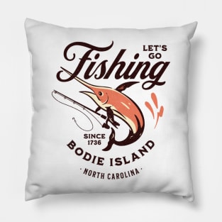 Bodie Island, NC Fishing Summer Vacation Pillow